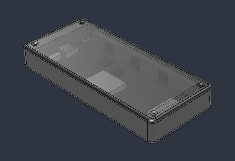 Case render, transparent lid