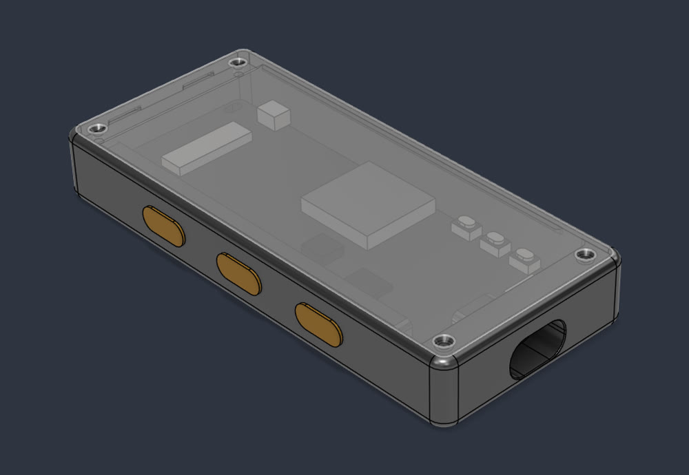 Case render with buttons and USB-C port