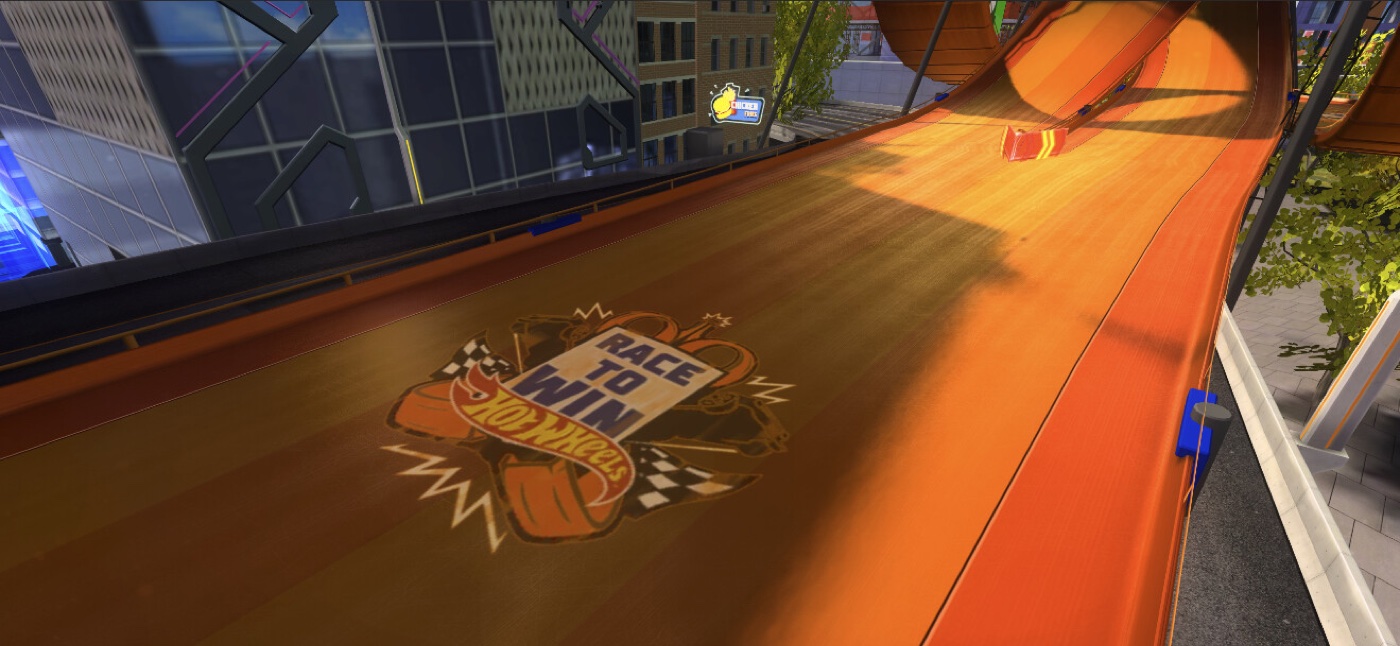 Race to Win decal on the plastic track