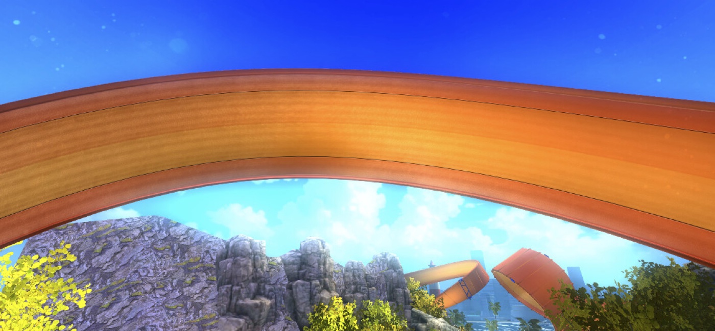 Underside of the track against the sky